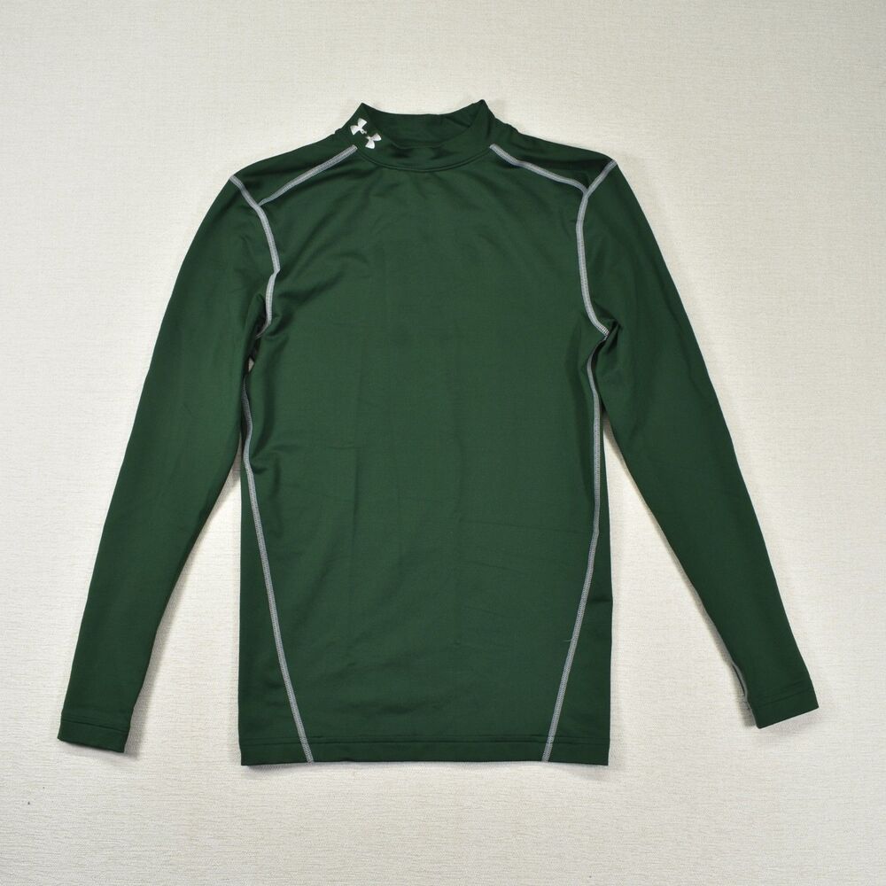 Under Armour ColdGear Mock Neck Long Sleeve Shirt Medium M Green Compression